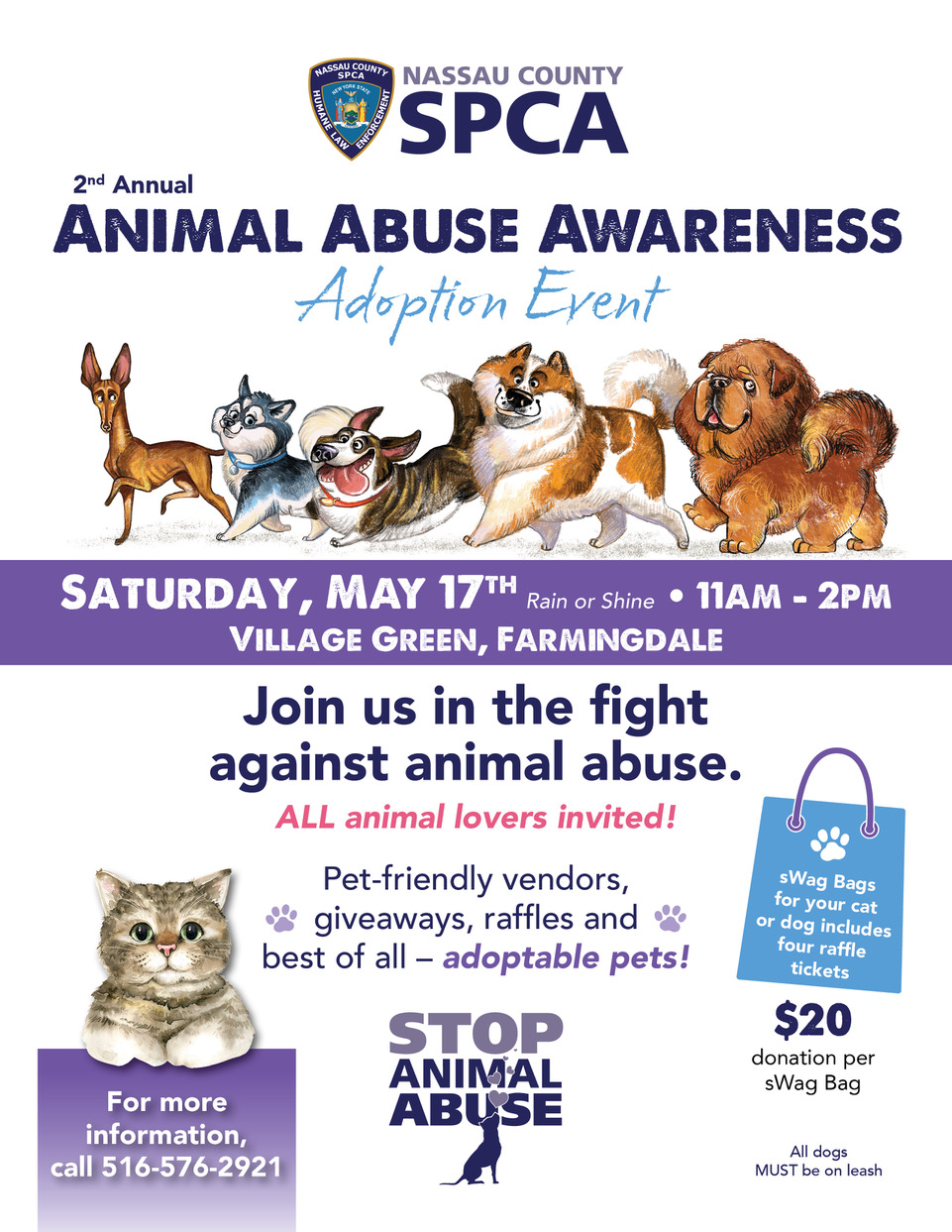AnimalAbuseAwarenessAdoptionEvent_Flyer_FIN Easter Bunny Photos for Dogs at Three Dog Bakery in Bellmore Long Island New York